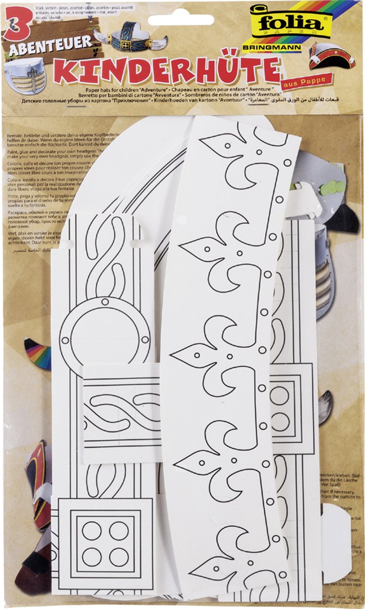 folia set kinderhoedjes Avontuur, van karton, wit