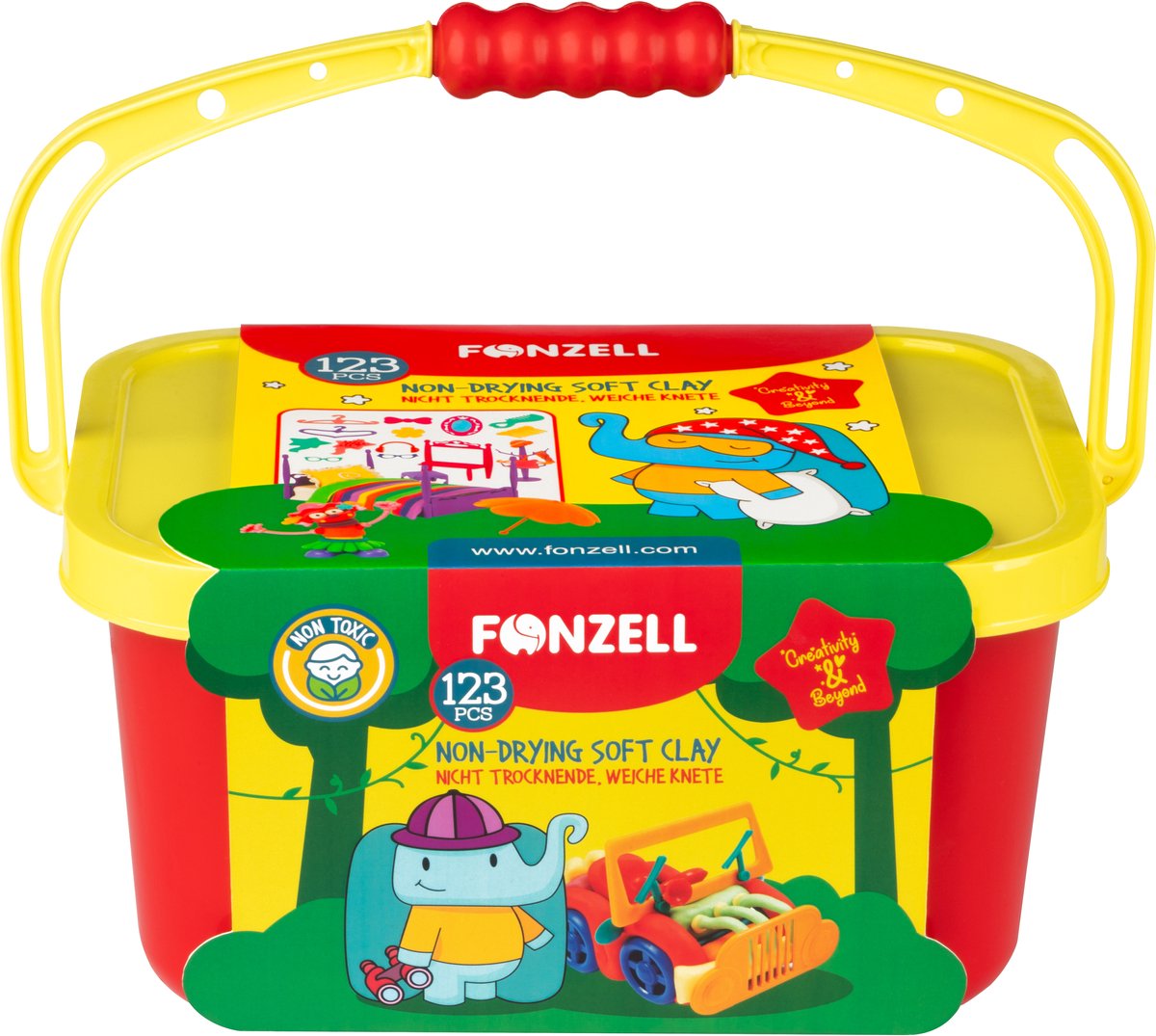 Fonzell Kinder Klei - Figurenset - Boetseerklei - 20 Verschillende Kleuren - 123 Onderdelen