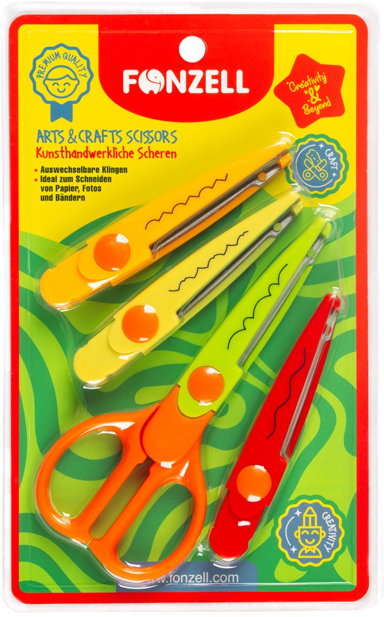Fonzell Knutsel Schaar - 4 in 1 - Kinderschaar - 4 Verschillende Kartel Scharen