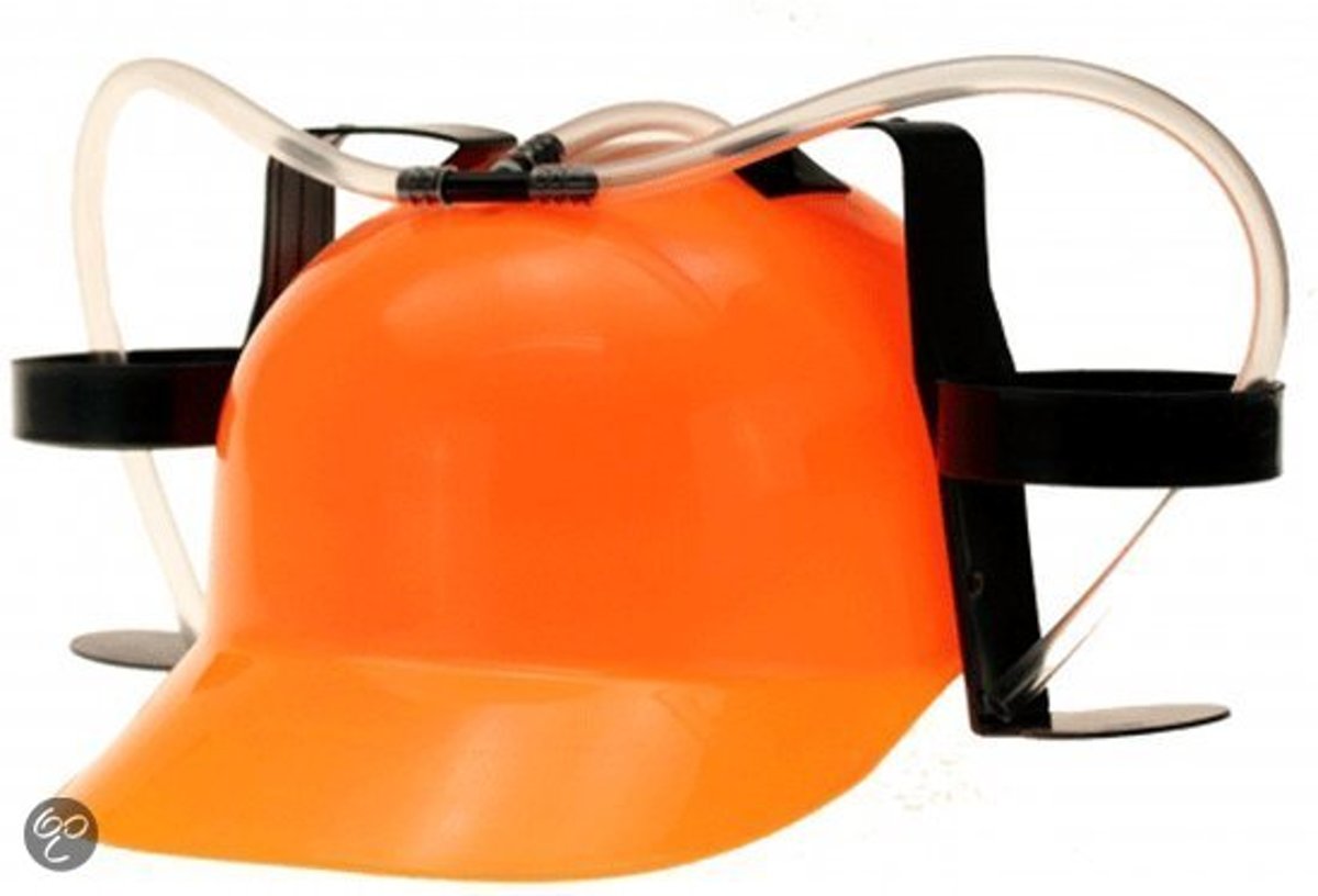 Bier Helm voor 2 blikken / bekers bier - Bierhelm - Beer Helmet - Oranje