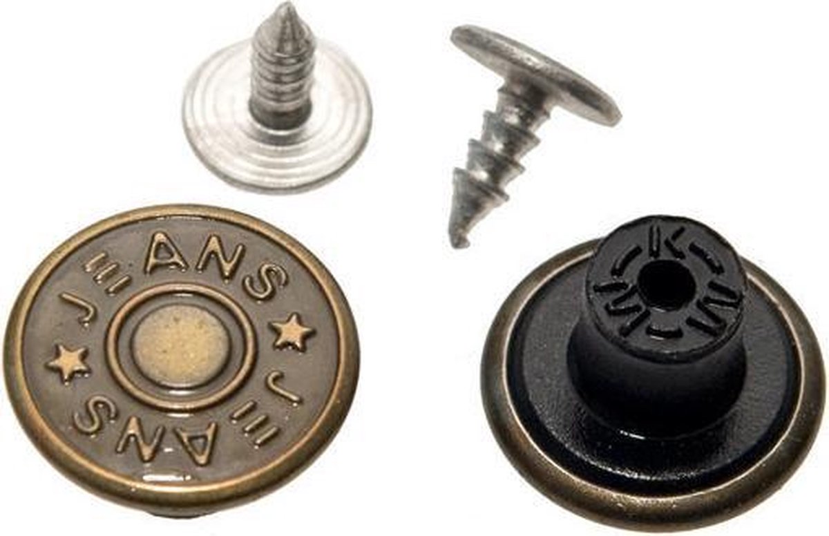 10 Jeansknopen - 15mm - Bronskleurig - Brons - spijkerbroek - spijkerjas - inslagknopen