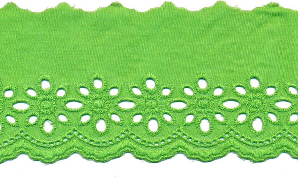 Broderie - Kant - Appelgroen - 75mm - 3 meter