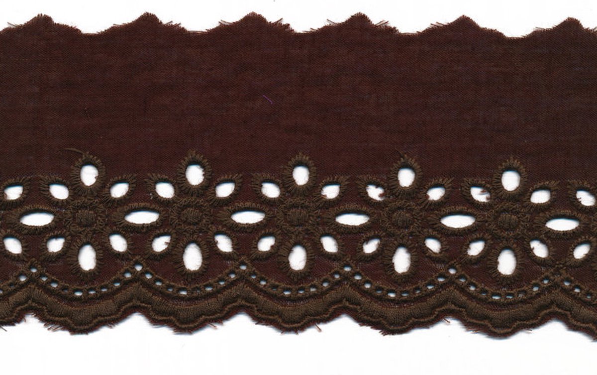 Broderie - Kant - Donker Bruin - 75mm - 3 meter