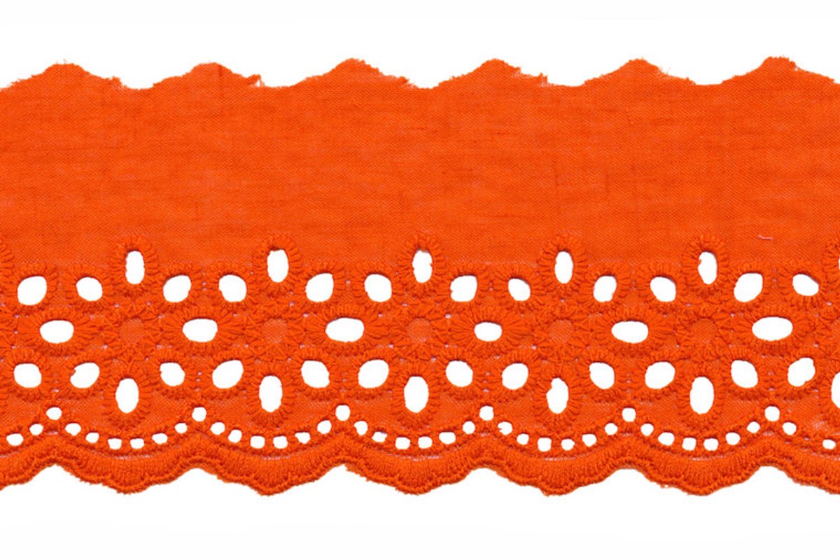Broderie - Kant - Donker Oranje - 75mm - 3 meter