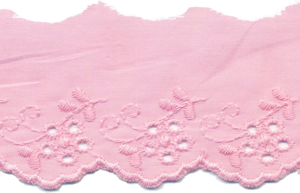 Broderie - Kant - Roze - 50mm - 3 meter