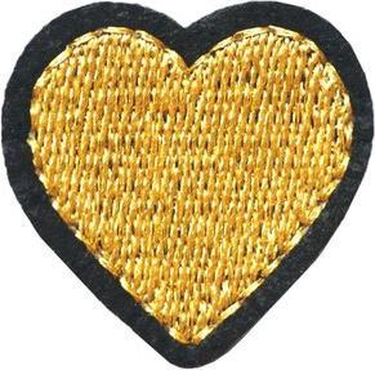 Goudkleurig geborduurde Hart - Strijk Embleem Patch - 3,2 cm