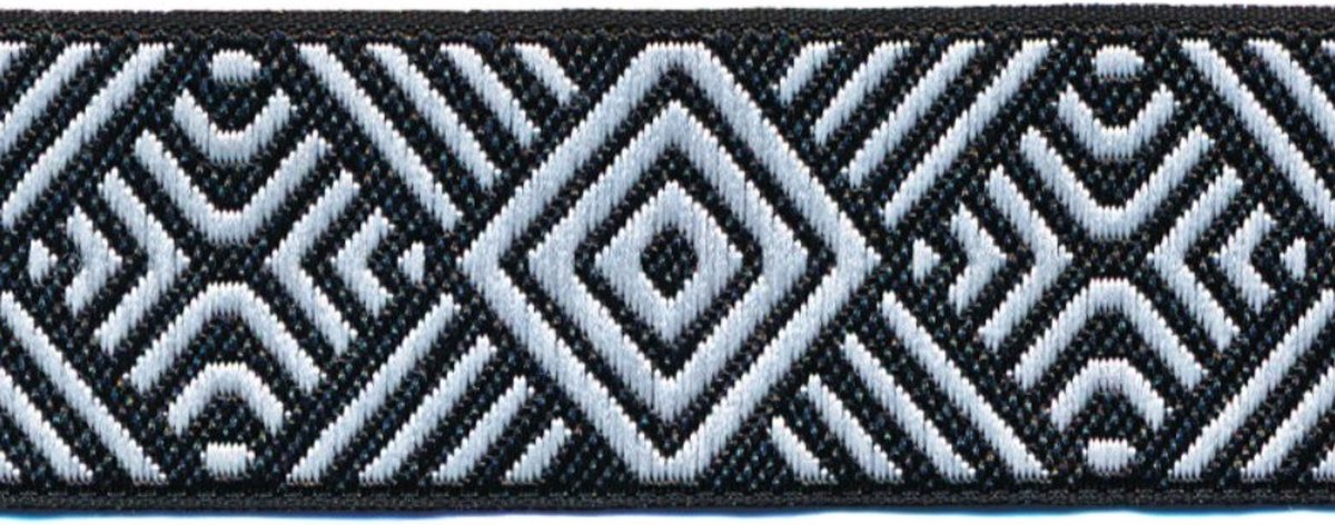 Hobbyband - Sierband - Lint - Jacquard - zwart wit - 25 mm - 5 Meter per rol