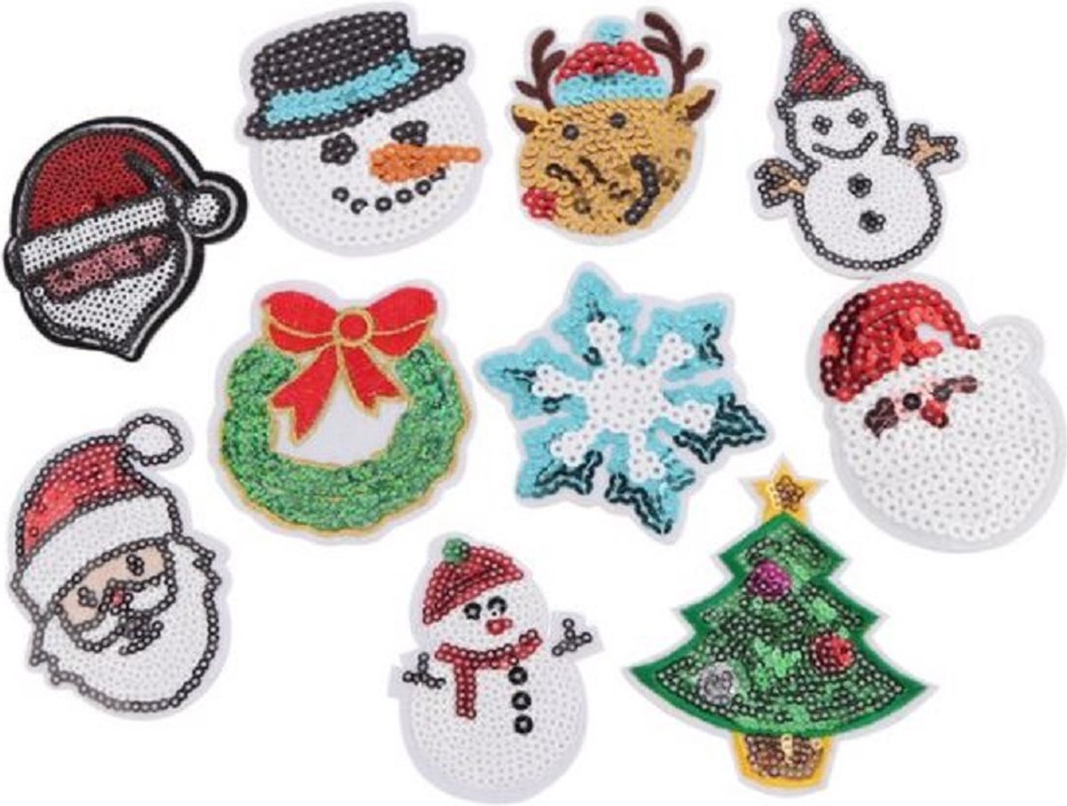 Kerst thema - 10 delige set -stof & strijk applicatie - Patch
