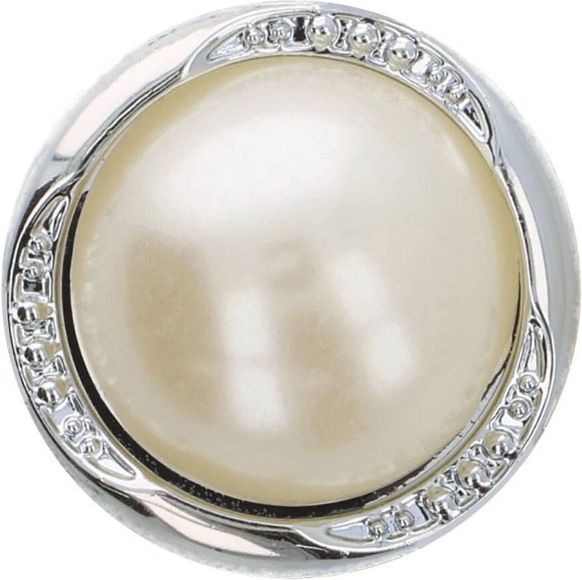  Kunststof - Parel - 12,5 mm - 10 stuks - Button - Achtersteekknoop - Zilver