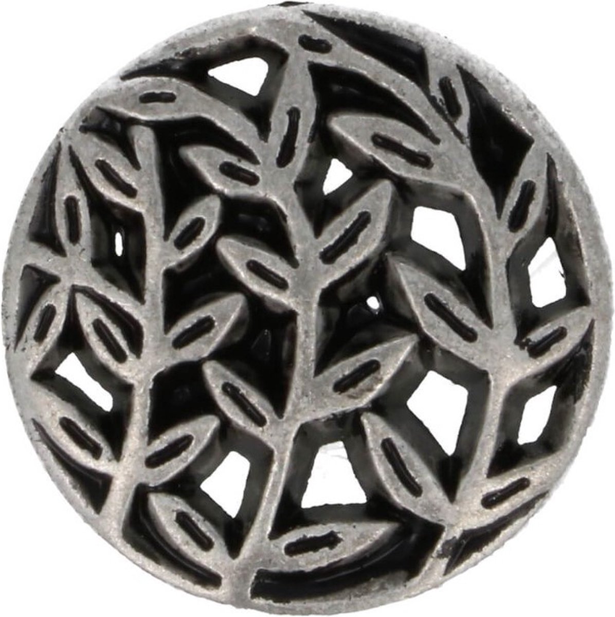   Metaal - Bladeren - Oud zilver - 17,5 mm - 10 stuks - Button - Achtersteekknoop