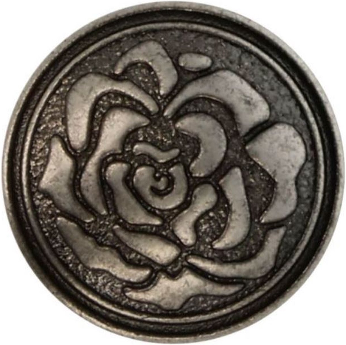   Metaal - Roos knoop Oud Zilver - 20 mm - 10 stuks - Button - Achtersteekknoop
