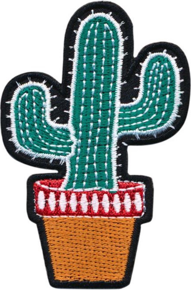 Patch - Strijkembleem - Cactus - Groen - 8 x 5,5 cm