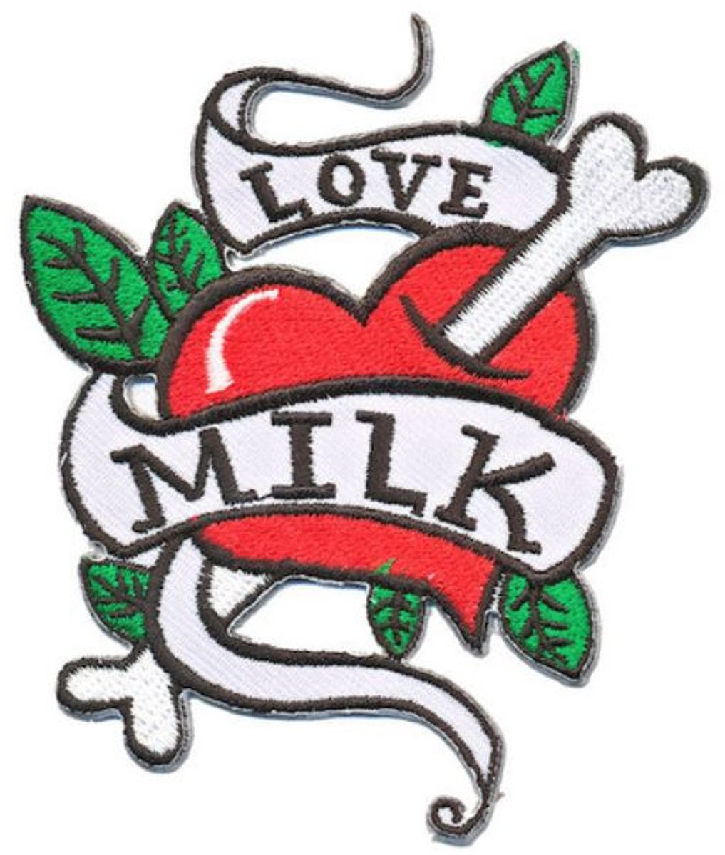 Patch - Strijkembleem - Love Milk - 7 x 9 cm