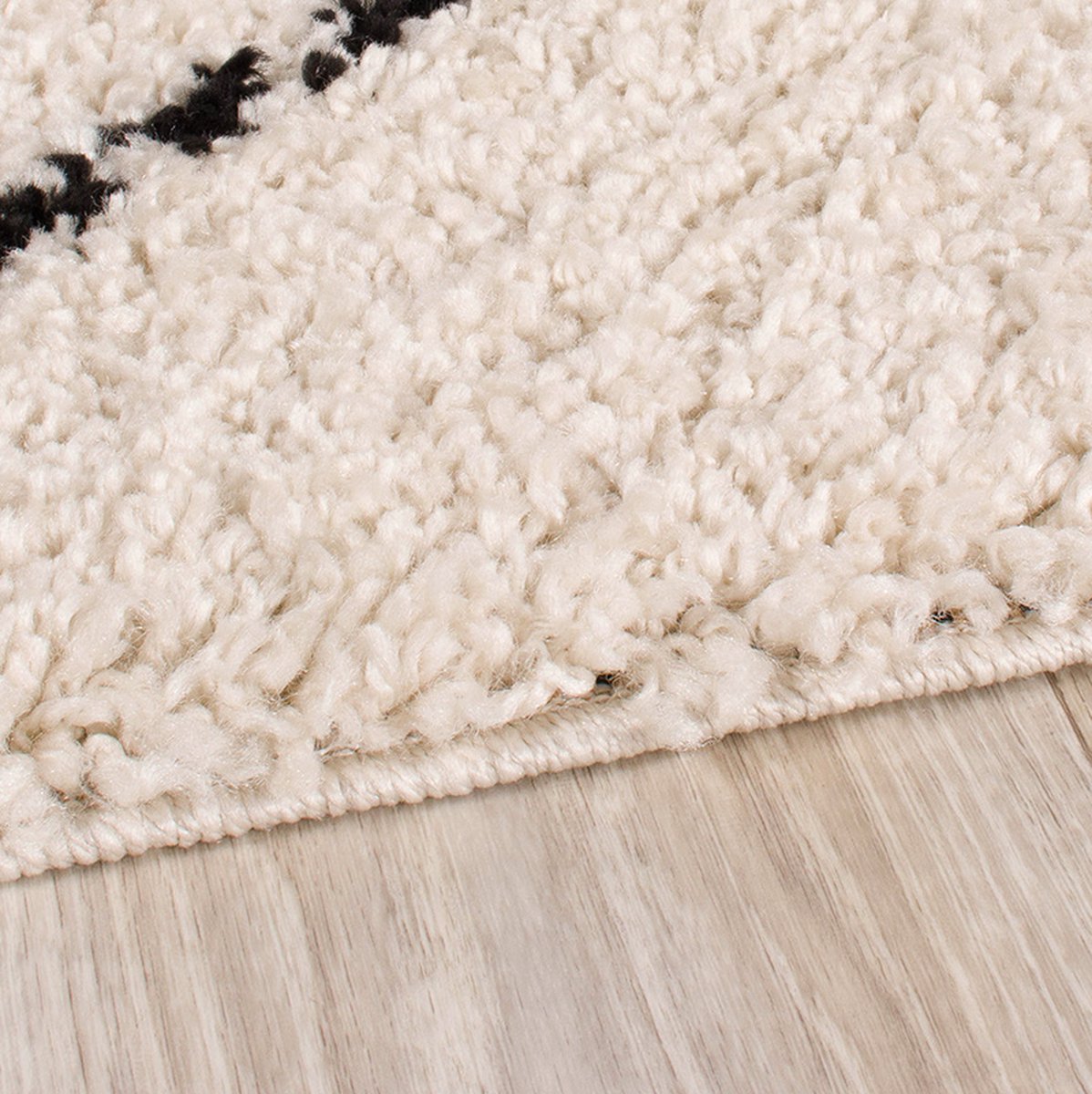 Hoogpolige loper - Grand Lines Creme/Zwart 80x250cm