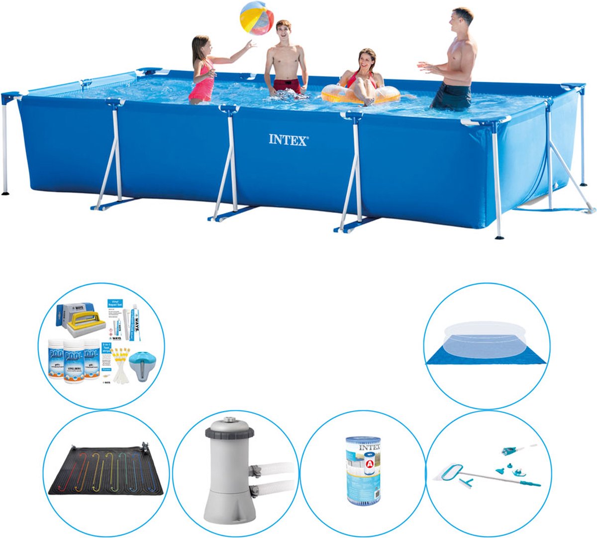 Frame Pool Rechthoekig 450x220x84 cm - 7-delig - Zwembad Set