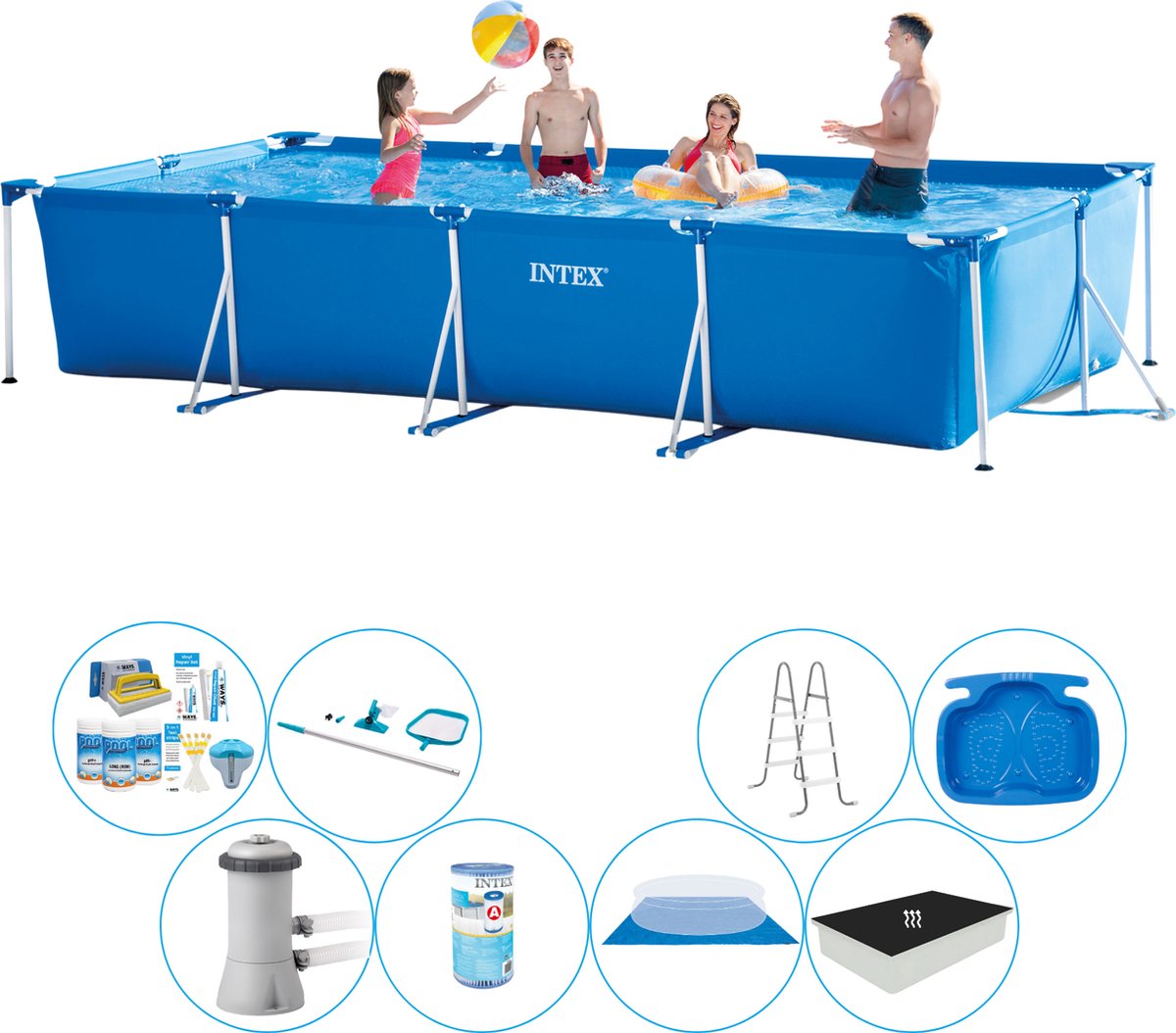Frame Pool Rechthoekig 450x220x84 cm - Deluxe Zwembad Set