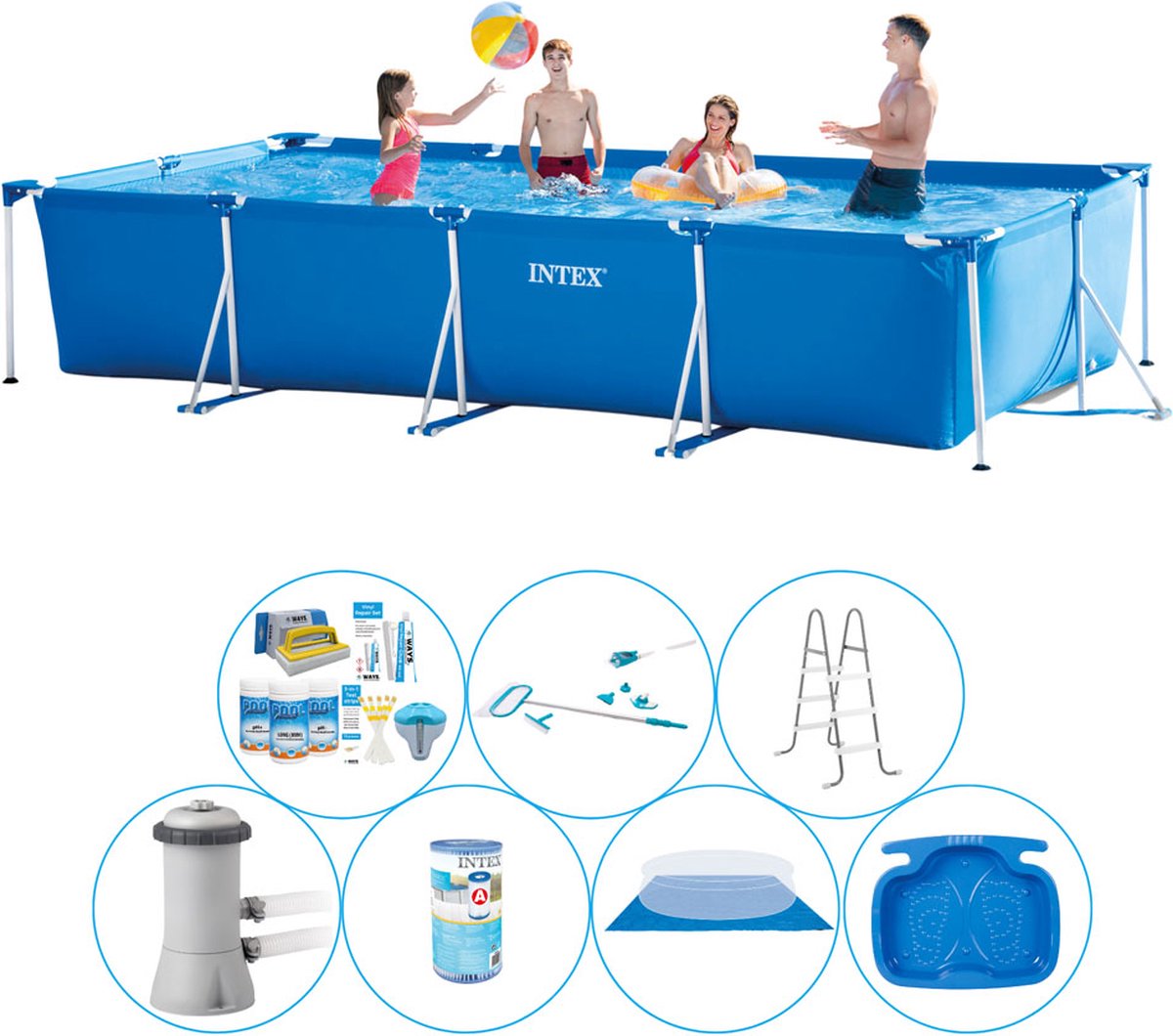 Zwembad Comfort Pakket - 8-delig -  Frame Pool Rechthoekig 450x220x84 cm
