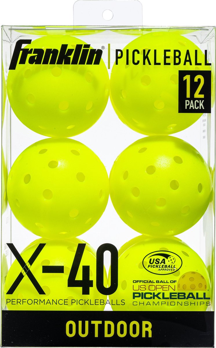 Franklin Outdoor X-40 Pickleball -Vellum - Optic Yellow - Pack of 6.