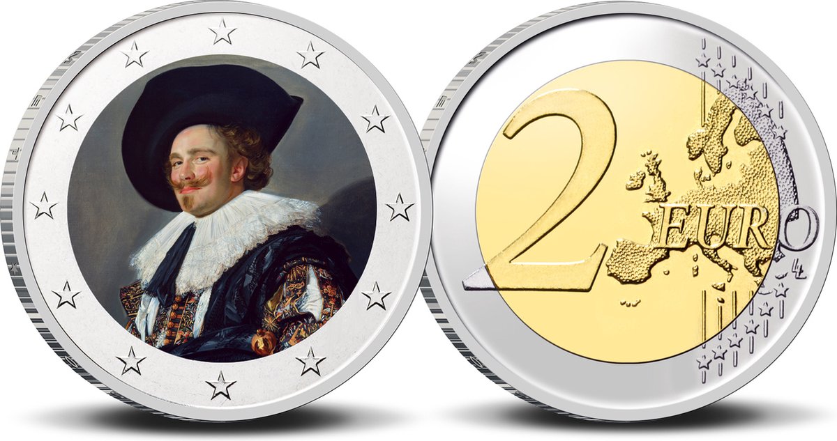 2 Euro munt kleur Frans Hals - De lachende cavalier
