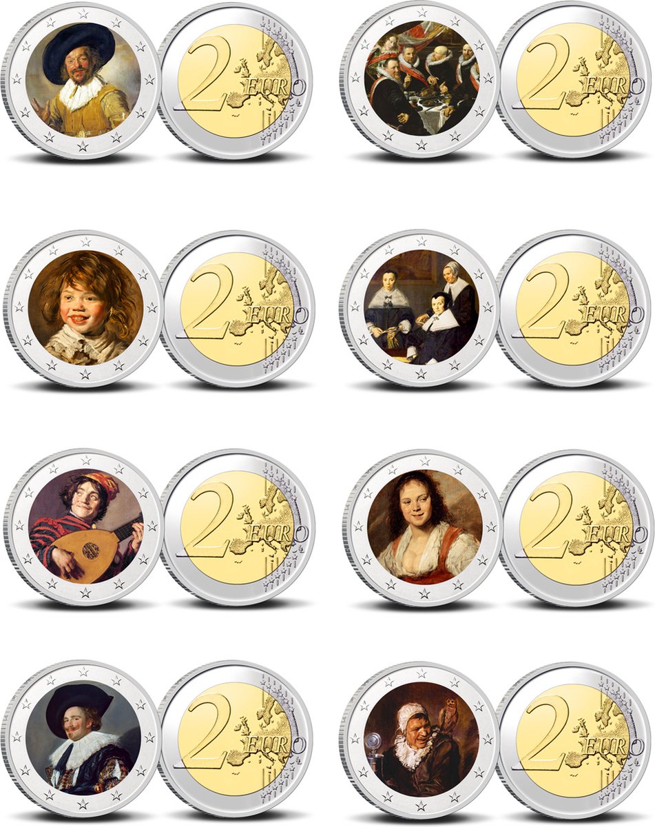 2 Euro munt kleur   complete set 1/8