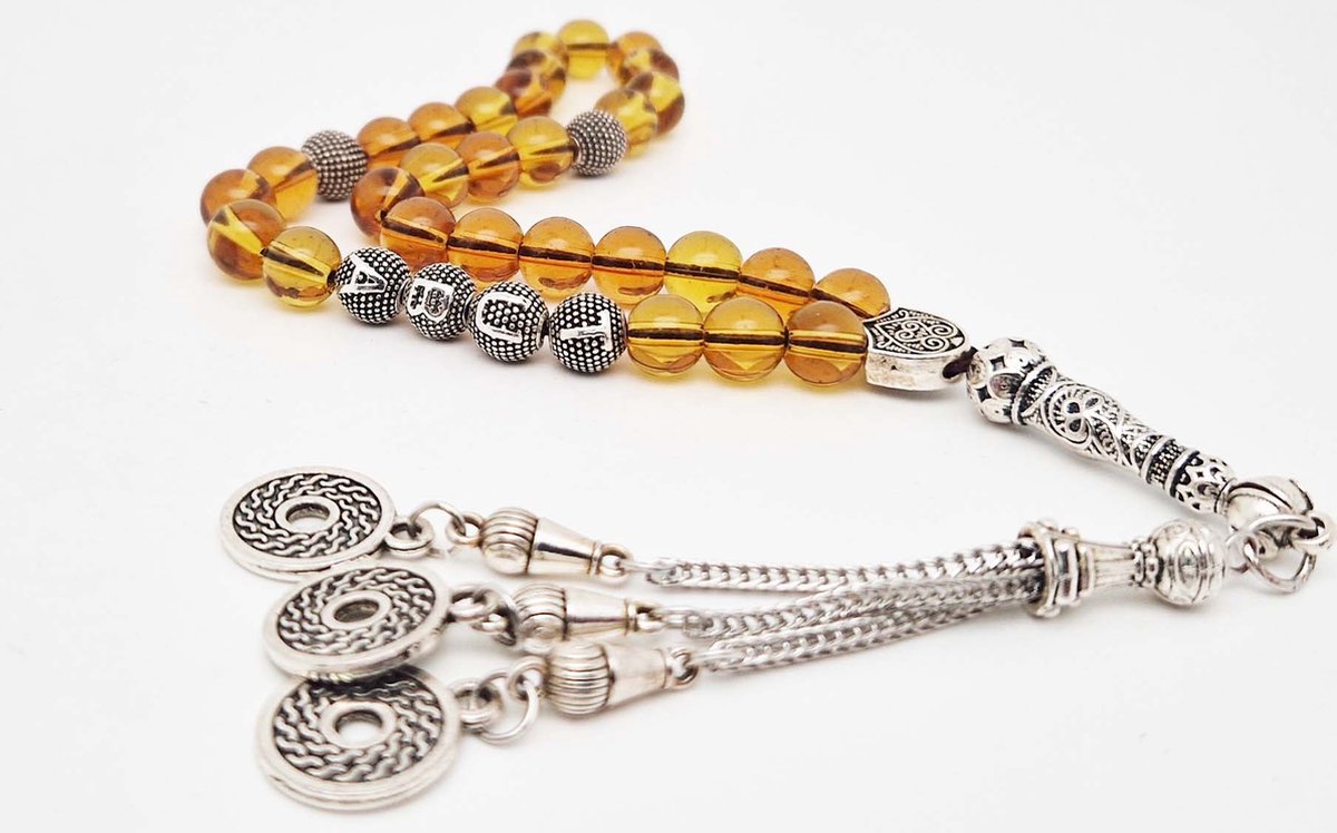 Handgemaakte naam tasbih 33 Kralen Natuursteen “ Citrine” - met metaal tassel “Omarmen