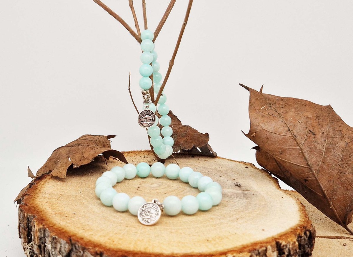 Handgemaakte natuursteen Geluksarmband met hanger 