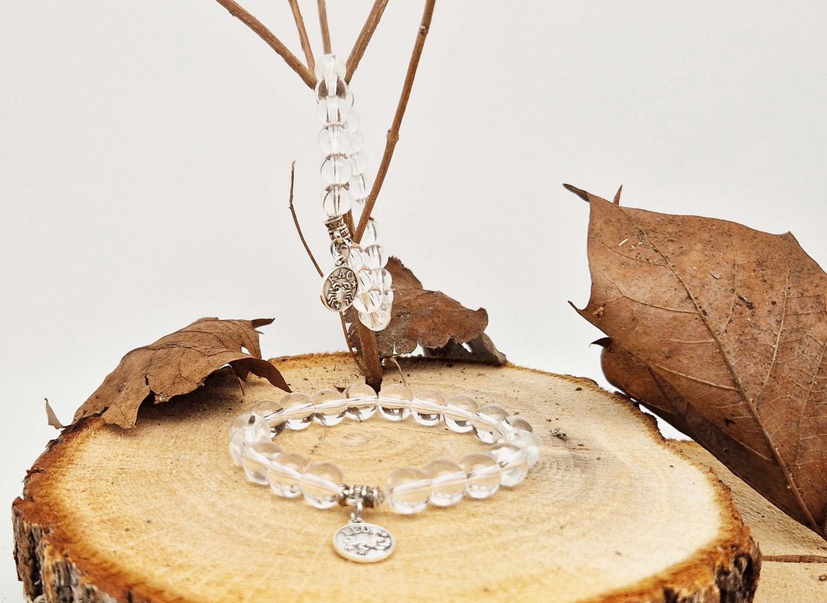 Handgemaakte natuursteen Geluksarmband met hanger 