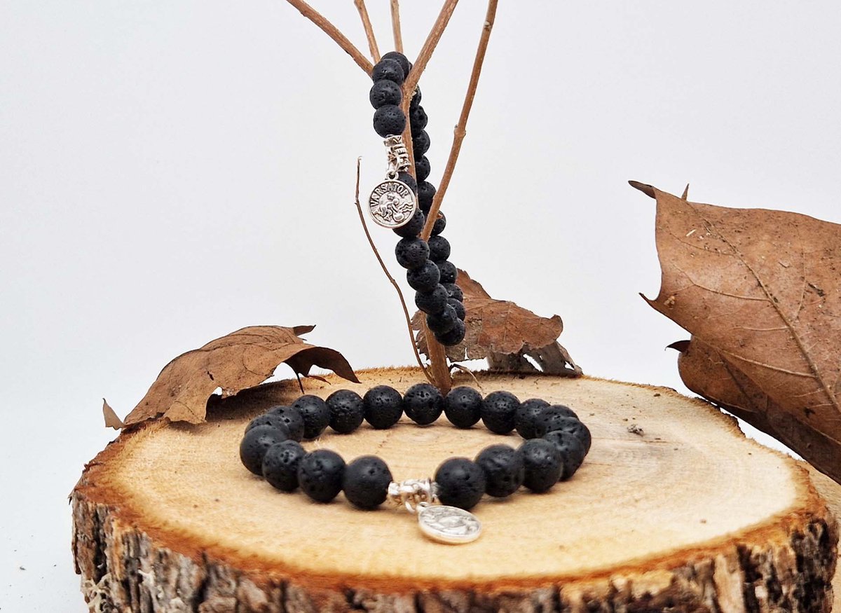 Handgemaakte natuursteen Geluksarmband met hanger 