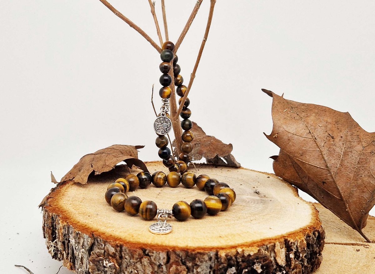 Handgemaakte natuursteen Geluksarmband met hanger 