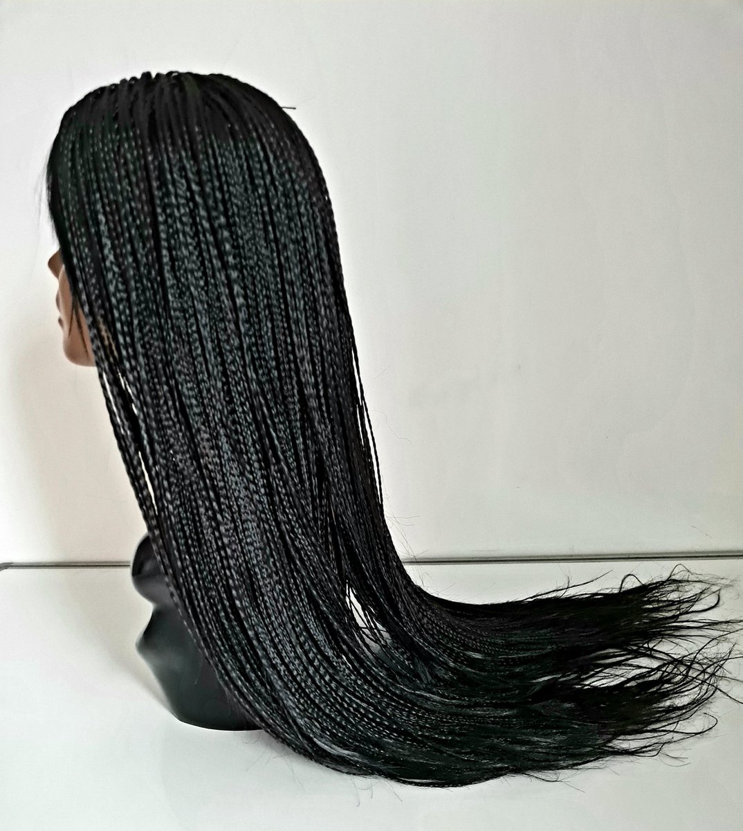 28 Inch Lange Synthetische -Pruik Zwart Gevlochten- vlechten Pruik Extension Met Baby Haar Volledige Pruik