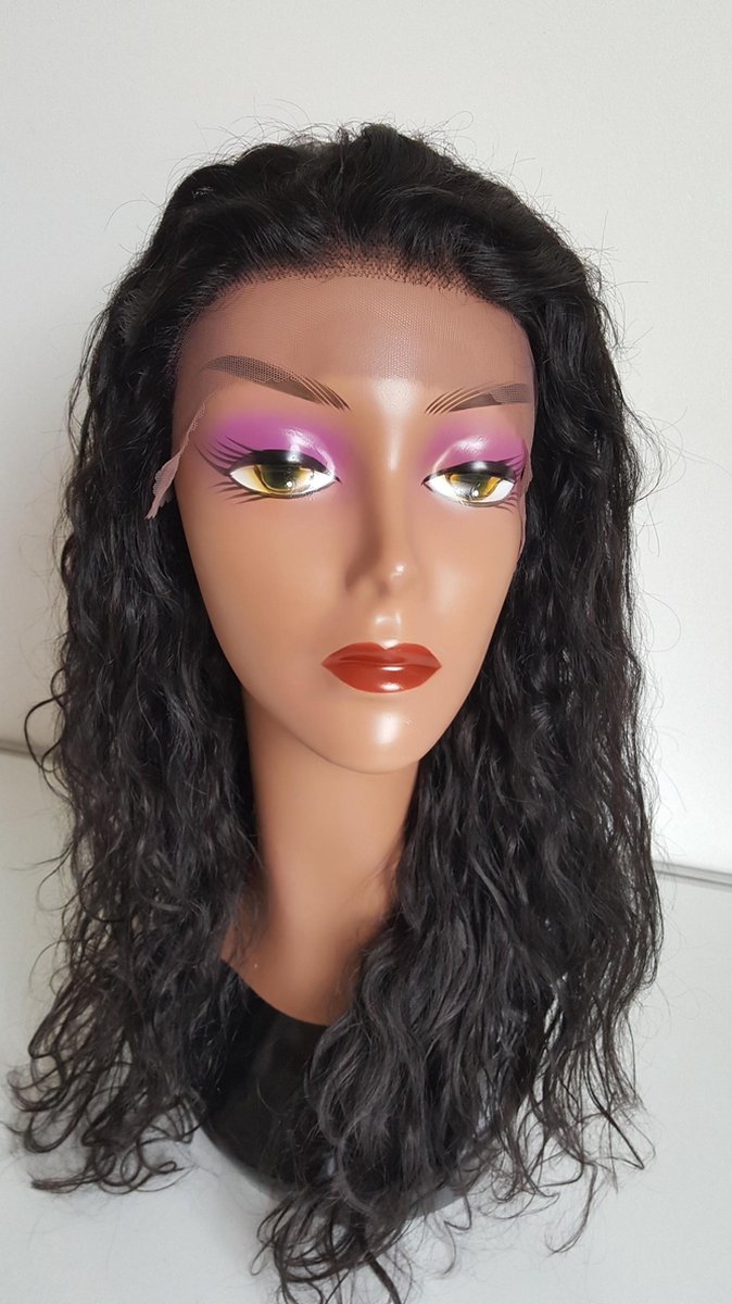 Braziliaanse Remy haren pruik - donkerbruine krullen 20 inch ( 50,8 cm) - real human hair - echte menselijke haren - front lace wig Merk:     Schrijf een review