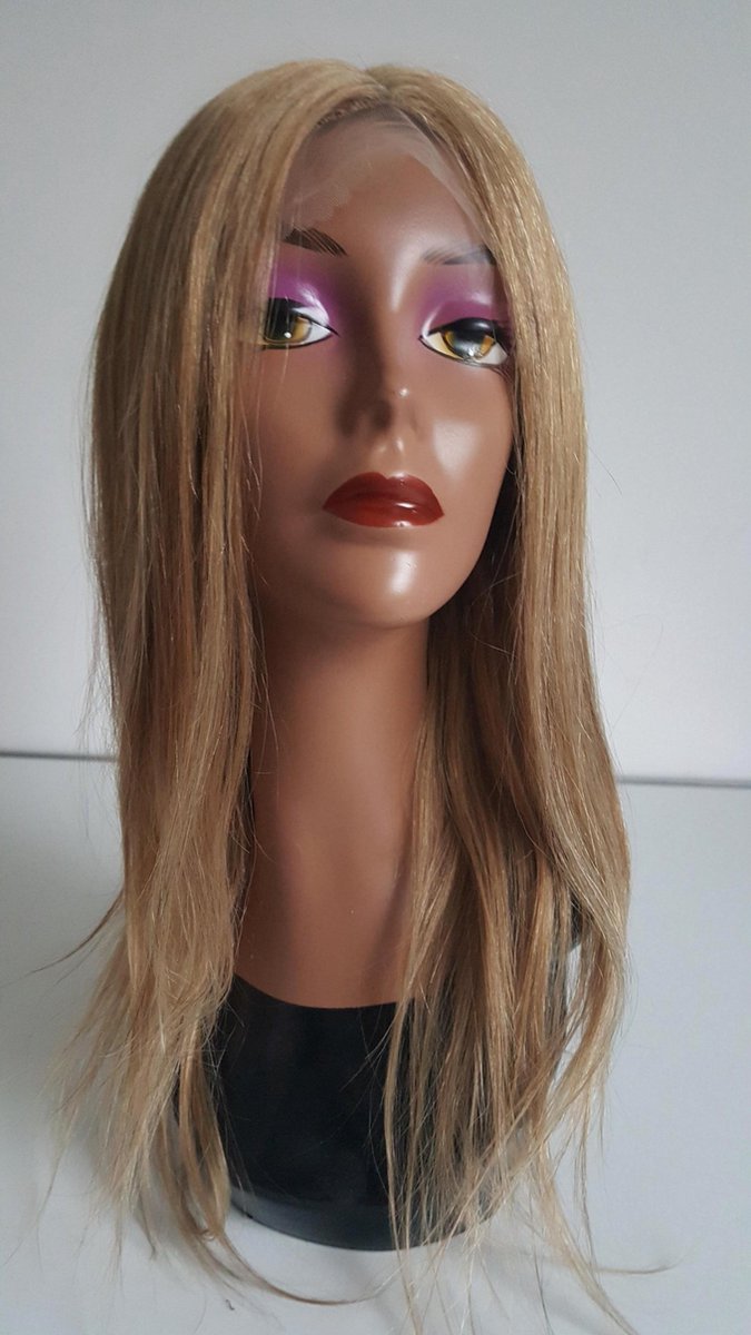 Braziliaanse Remy pruik 18 inch (45,7 cm)- real human hair - blonde rechte haren - Braziliaanse pruik - echt menselijke haren - met kleine (