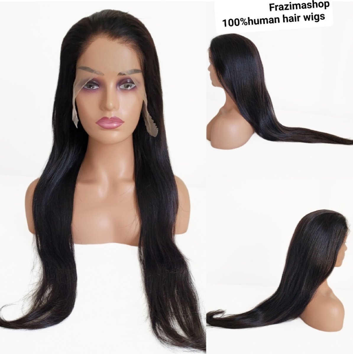Frazimashop-Braziliaanse Remy-dames pruiken- 28 inch - steil -Pre Geplukt pruik- 100% human hair-donker bruin - 13x4 lace front -pruik