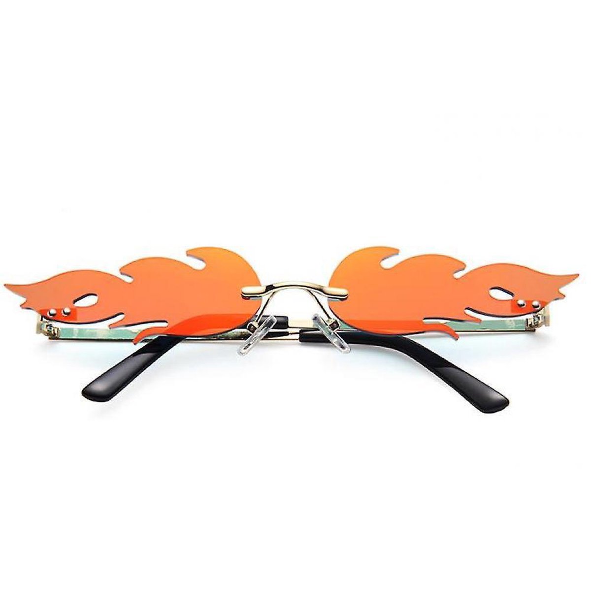 Freaky Glasses® - Vlammen Zonnebril – Festival Bril – Koningsdag - Rave Zonnebril - Snelle Planga – Dames – Heren - Rood - Geel