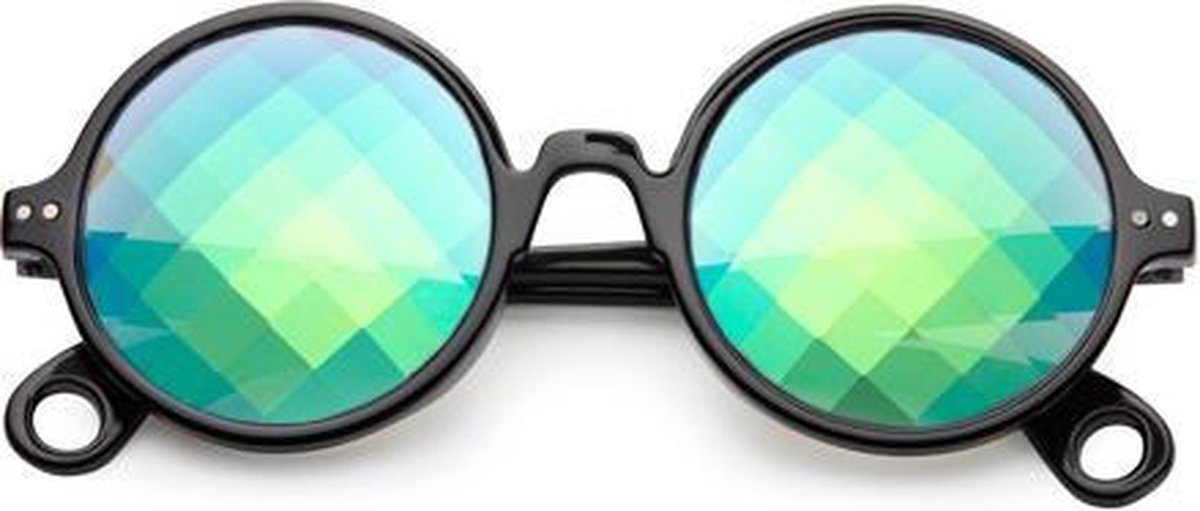 Freaky Glasses® Caleidoscoop bril - spacebril - festival - little squares - zwart