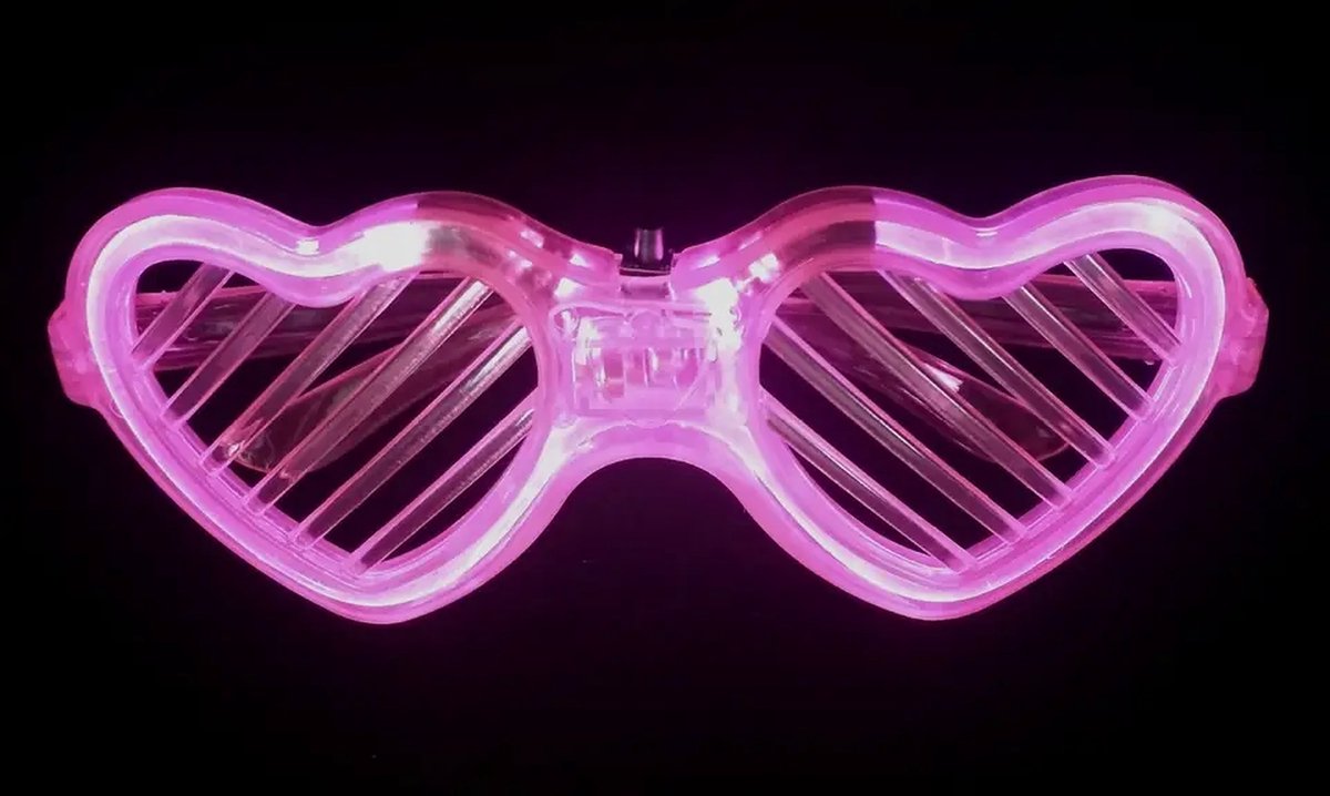 LED Bril Shutter - Exclusief - Hartjesvorm - Roze - Carnaval - Feestdagen