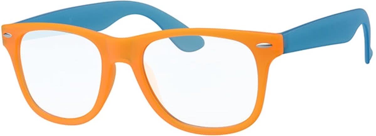 Nerd bril fluor kleurtjes - oranje/blauw