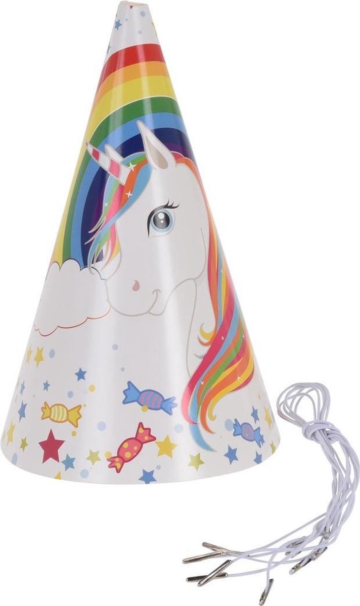 Free And Easy Feesthoedjes Eenhoorn Meisjes Karton 8 Stuks