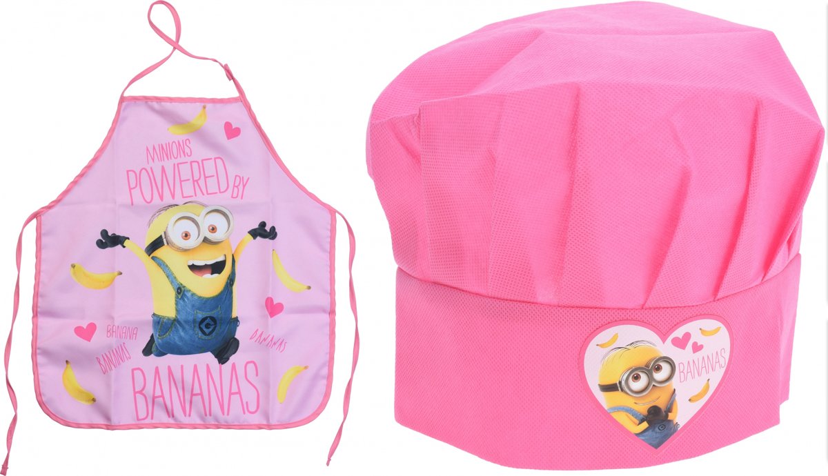 Free And Easy Keukenschort Met Koksmuts Minions Roze