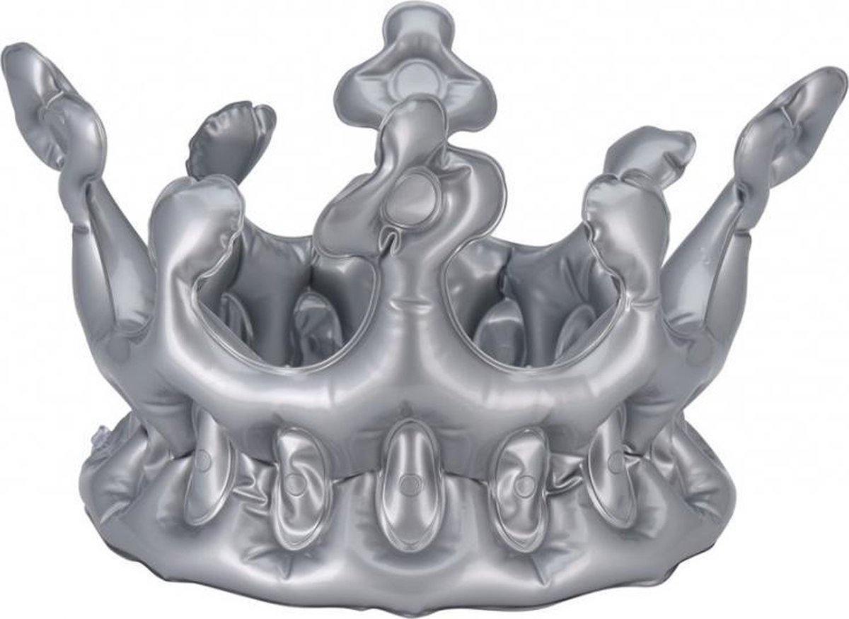 kroon opblaasbaar 23 x 15,5 cm PVC zilver
