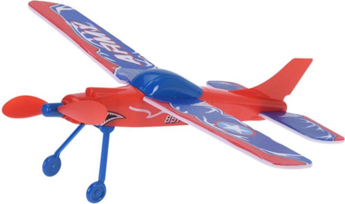 vliegtuig wind-up plane 25 cm rood