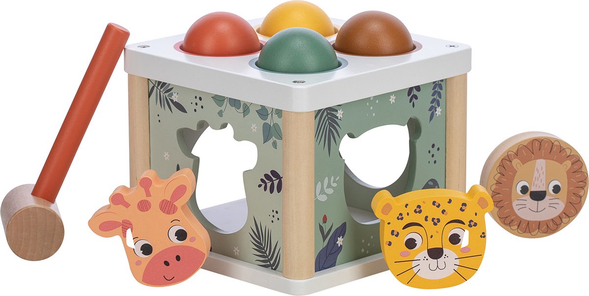   - Houten Hamerbank met Ballen &   - Educatief Babyspeelgoed - Safari