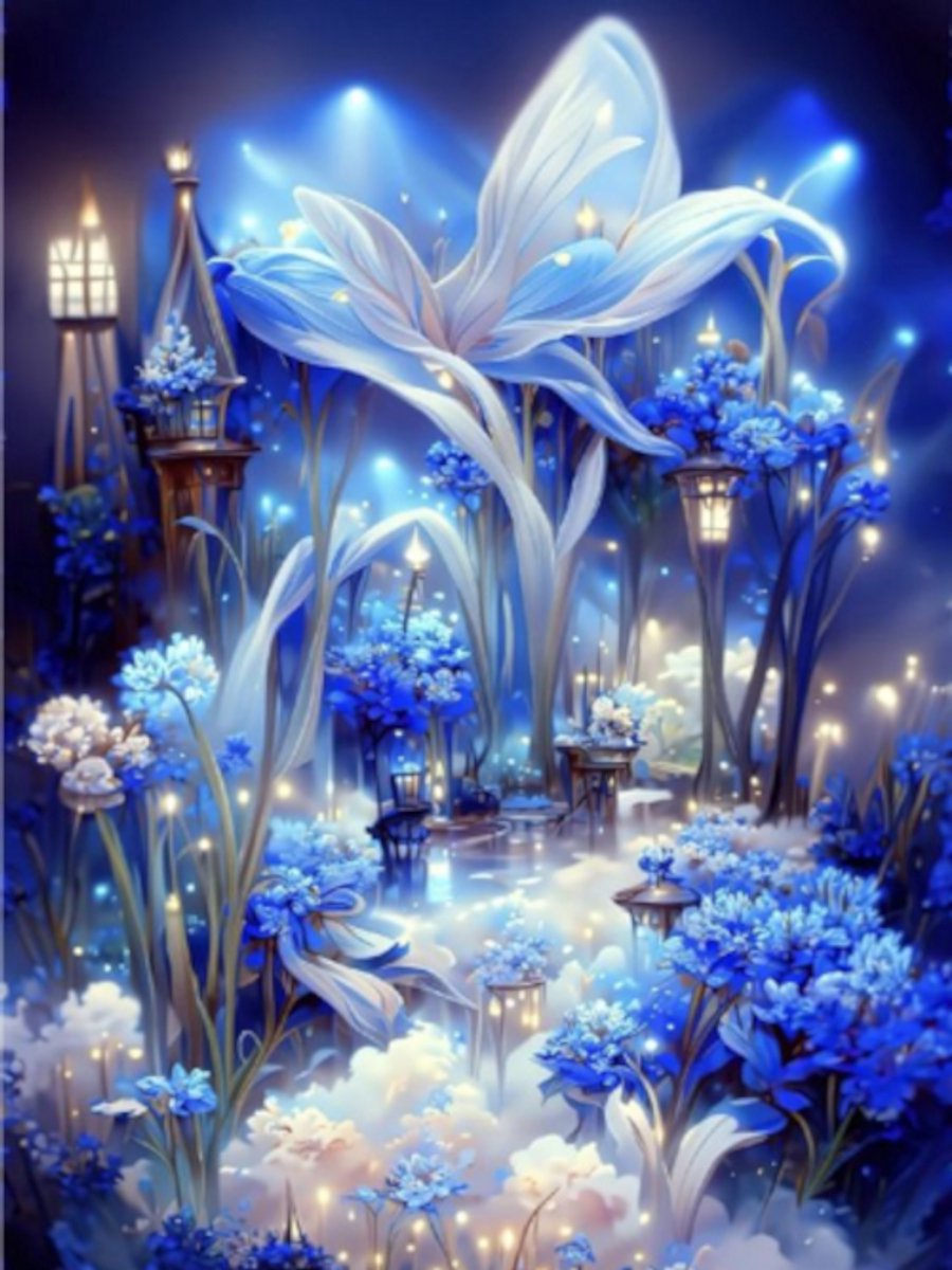 Diamond painting Fantasie bloemen lampen 30x40cm vierkante steentjes