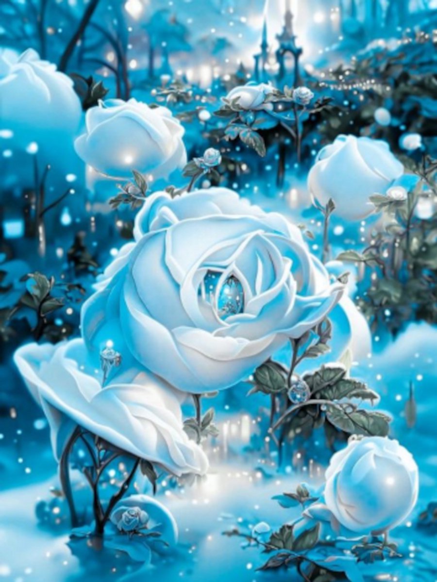 Diamond painting Fantasie rozen tuin 30x40cm ronde steentjes