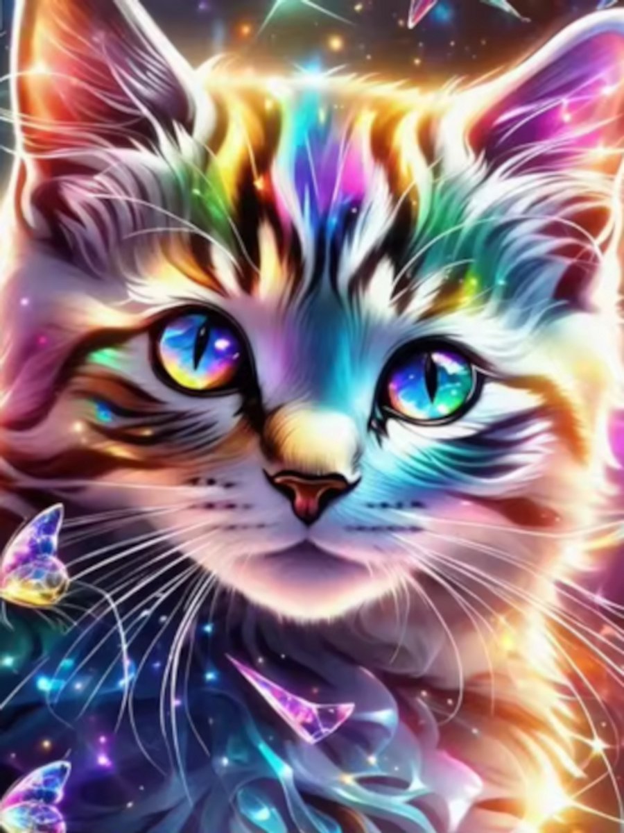 Diamond painting Kat vlinders 30x40cm ronde steentjes