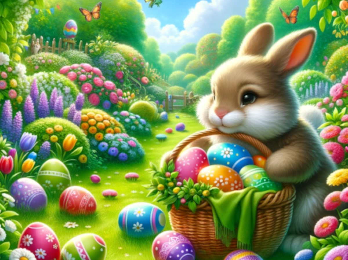 Diamond painting Pasen konijn paaseieren 30x40cm vierkante steentjes