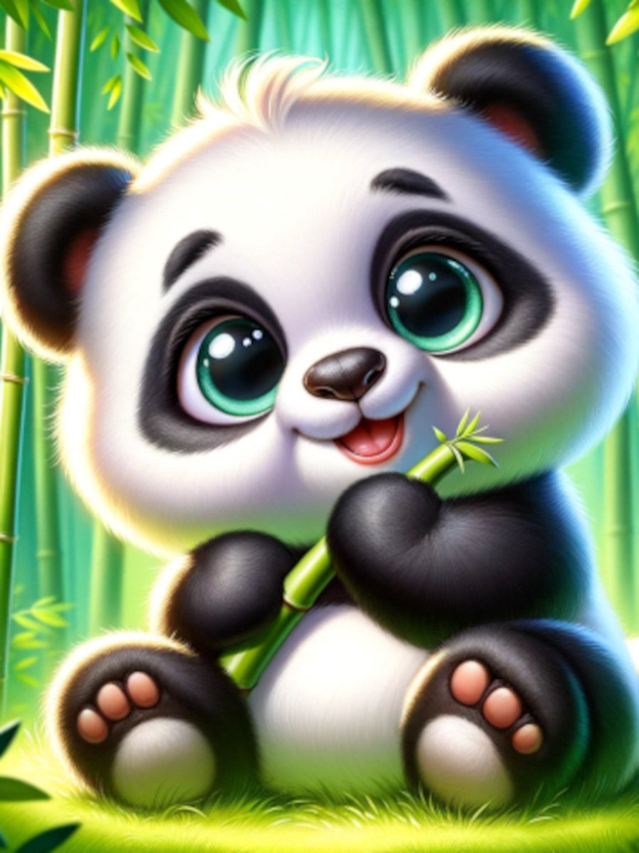 Diamond painting Schattige cartoon panda 30x40cm vierkante steentjes