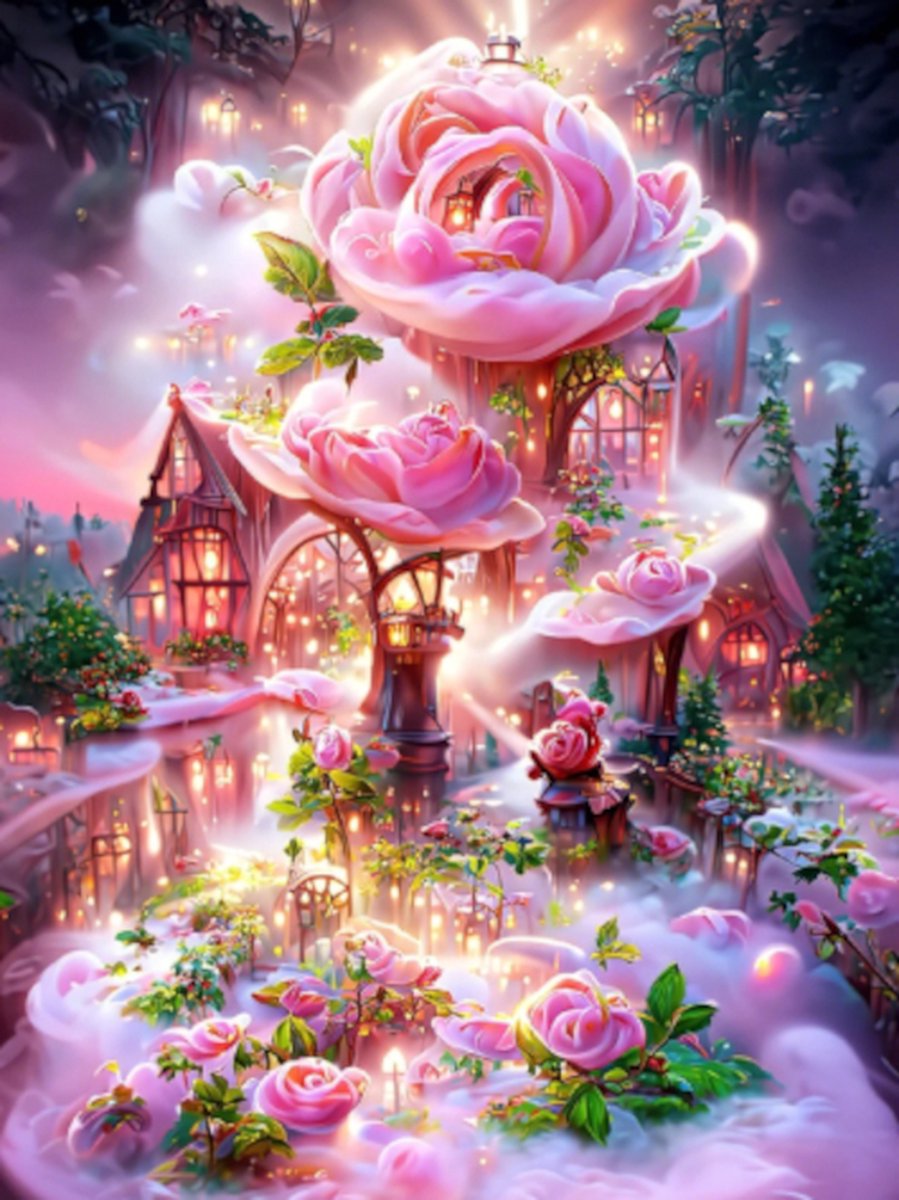 Diamond painting fantasie sprookje bloemen 30x40cm vierkante steentjes