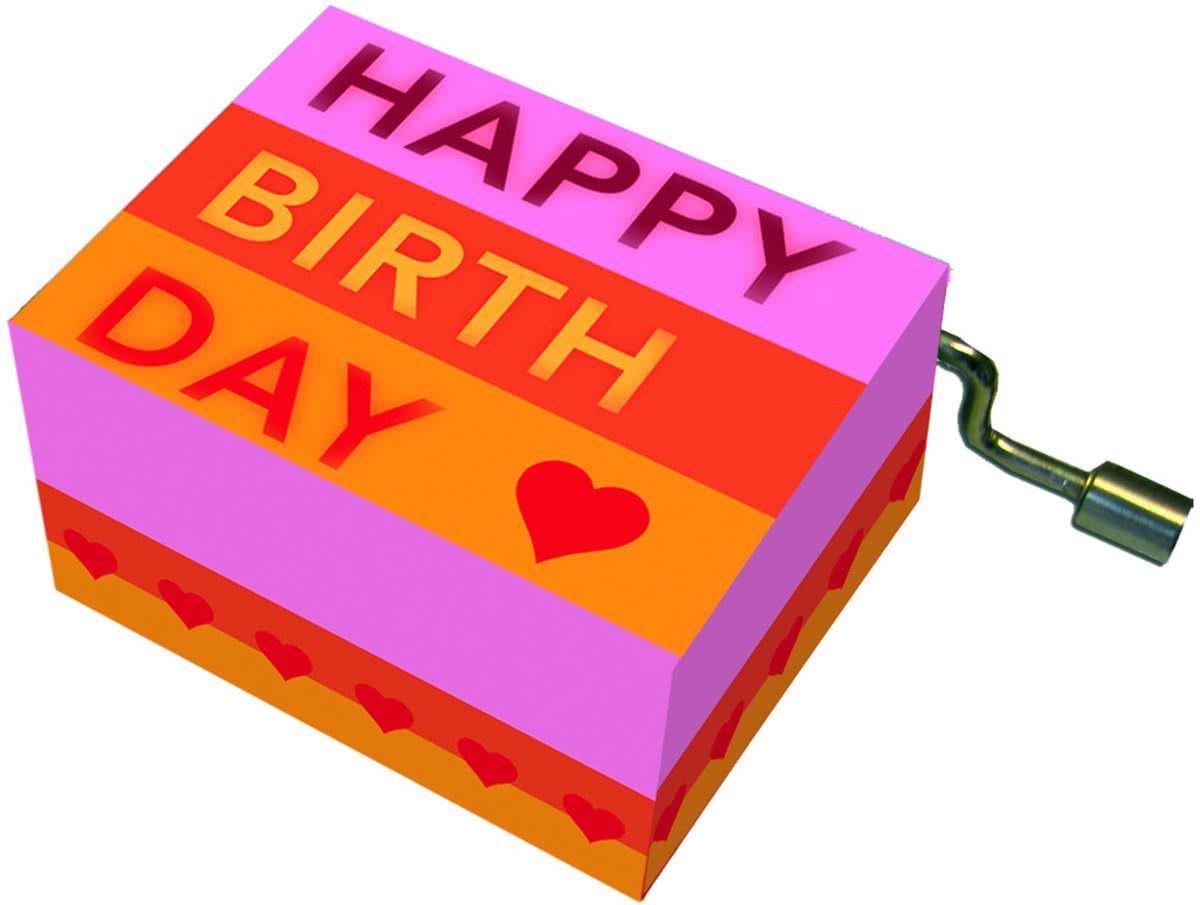 Fridolin Muziekdoosje:  happy birthday gestreept