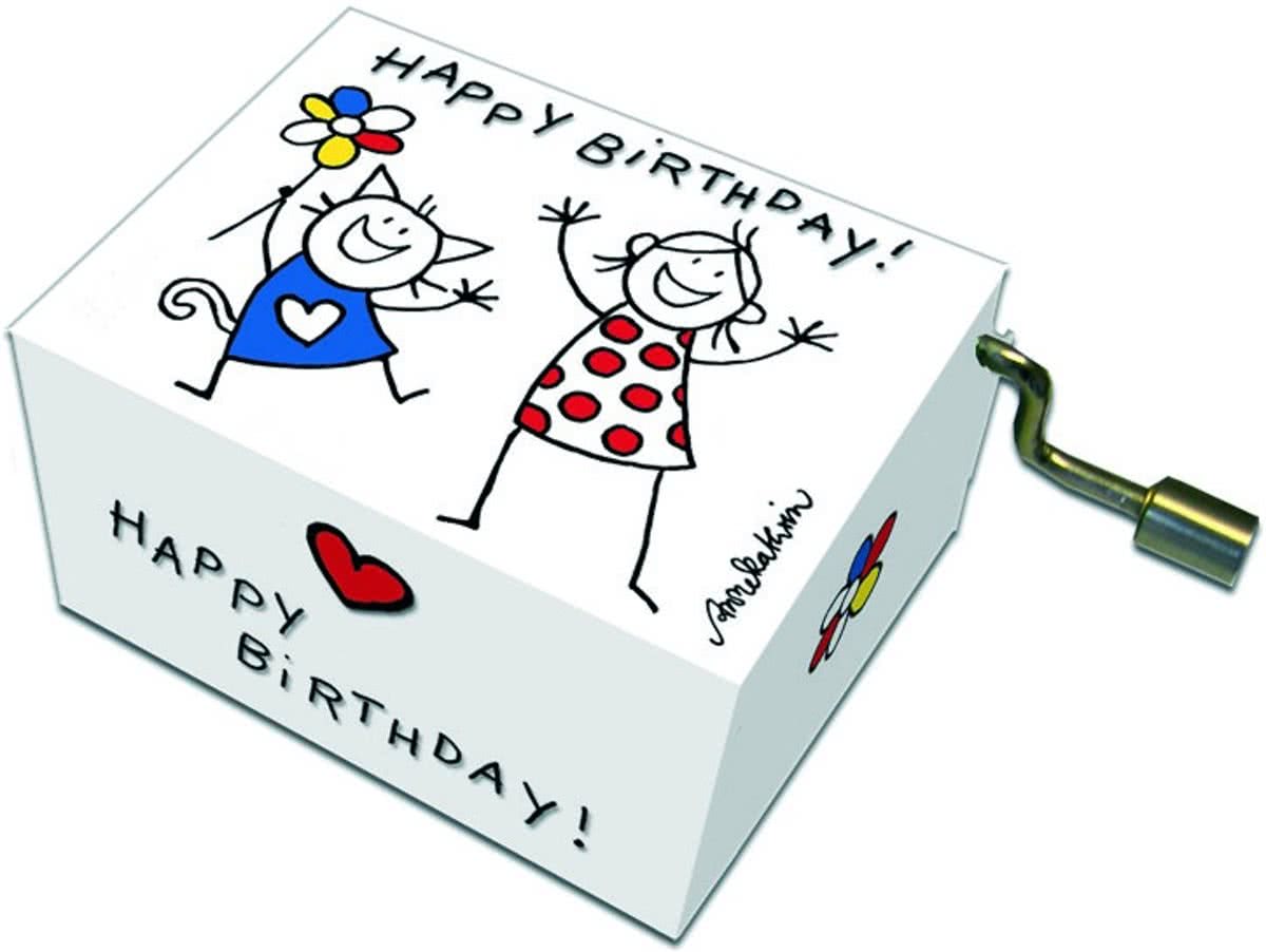 Fridolin Muziekdoosje:  happy birthday kat en meisje